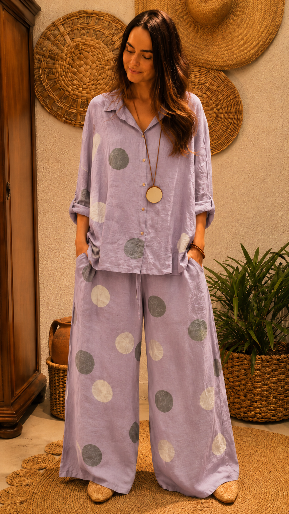 Polka Dot Linen Set