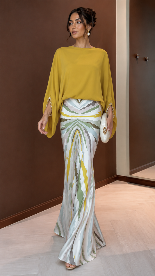 Round Neck Loose Printed Two-Piece Set