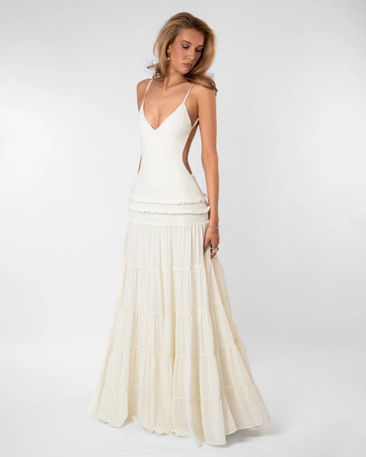 Smocked Drop Waist Maxi Dress