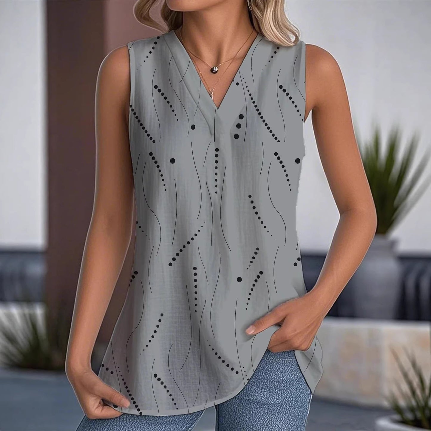 Casual Versatile Breathable Lightweight Sleeveless V Neck Top