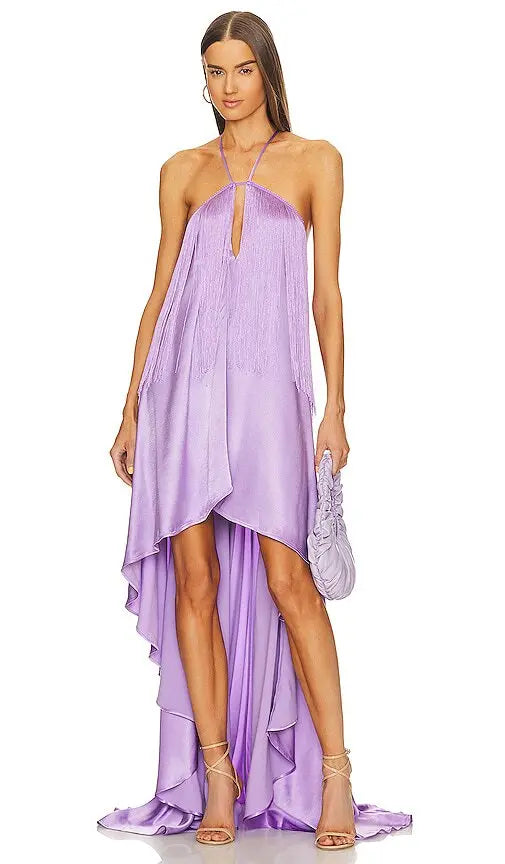 Lavender High-Low Halter Dress