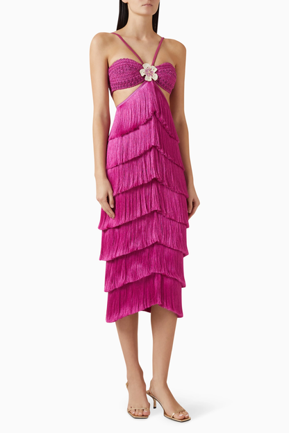 Lya Fringe Midi Dress