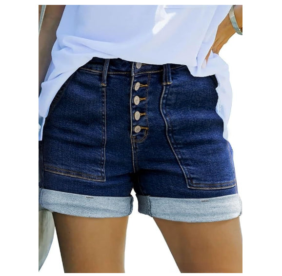 Womens High-waisted Slim-fit Denim Shorts