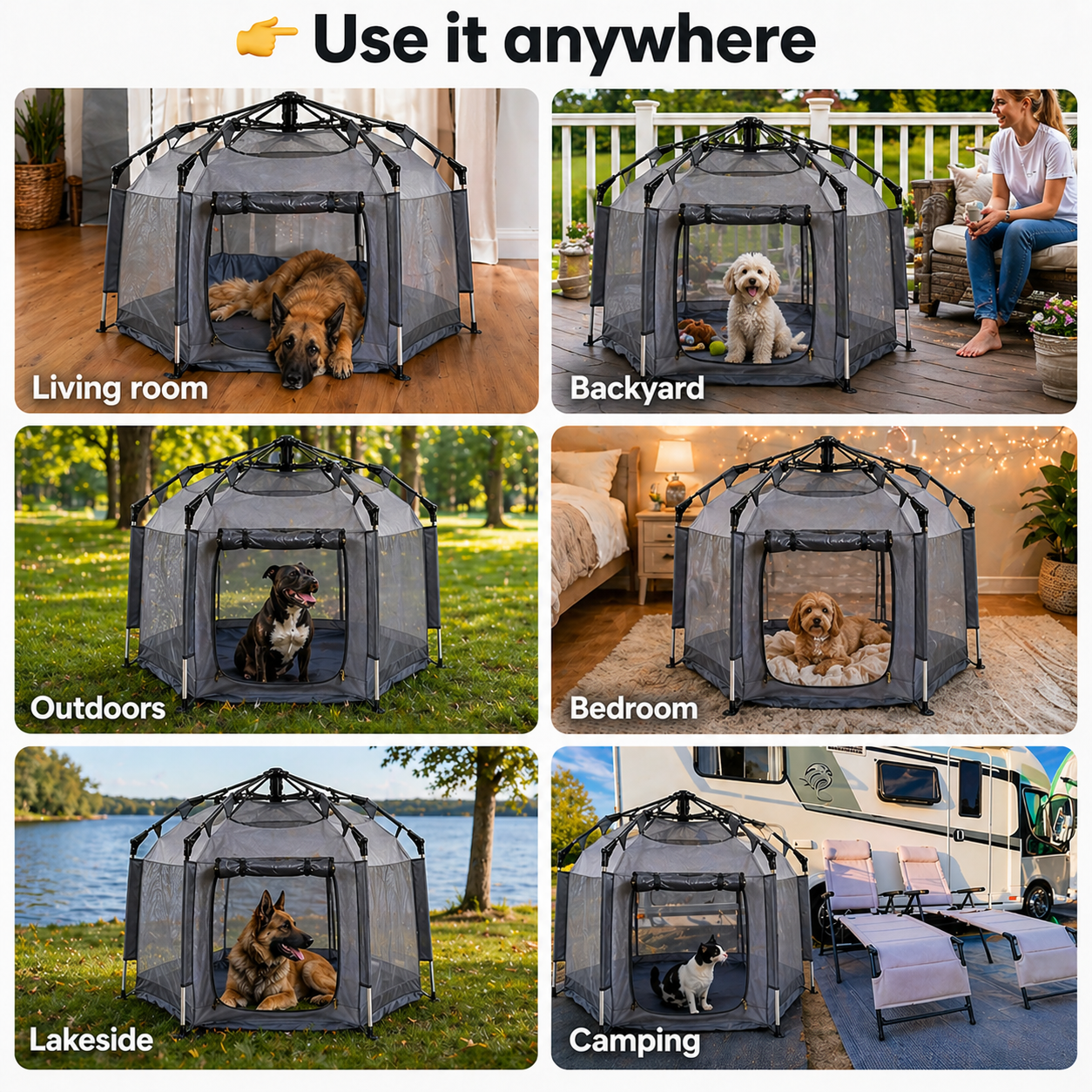 Pop-Up Portable Dog Play Tent | Soft Indoor Outdoor Folding Pet House for Dogs