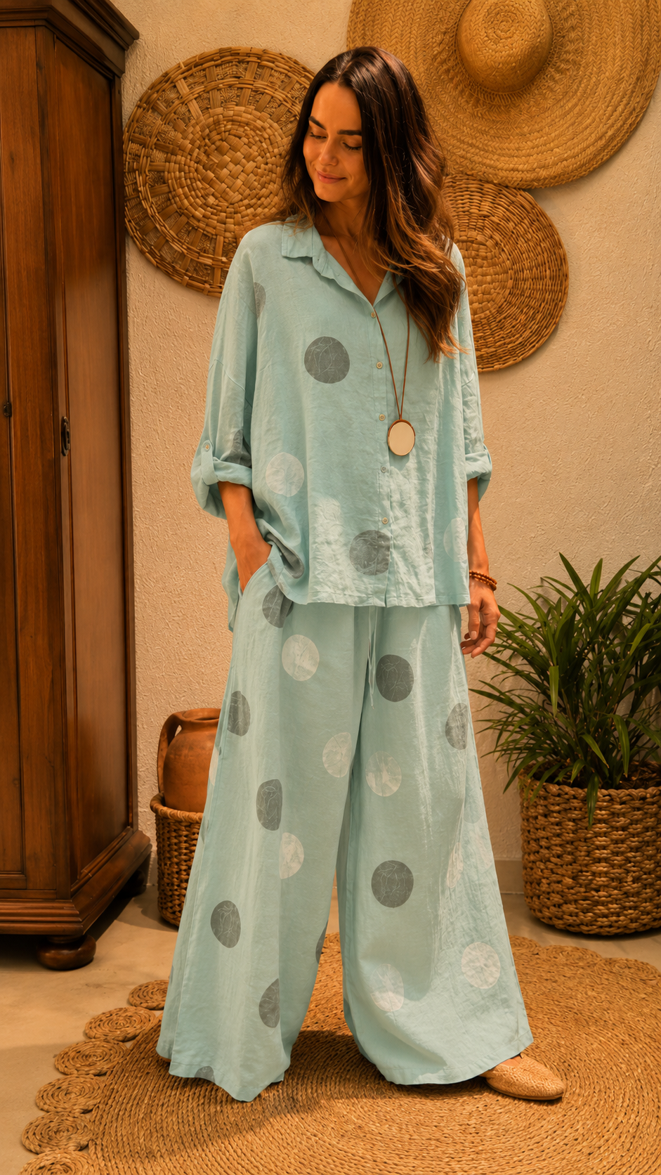 Polka Dot Linen Set