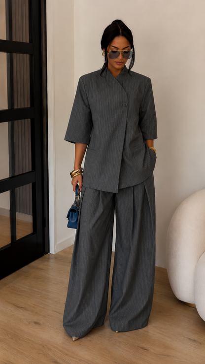 Celeste Pinstripe Palazzo Set