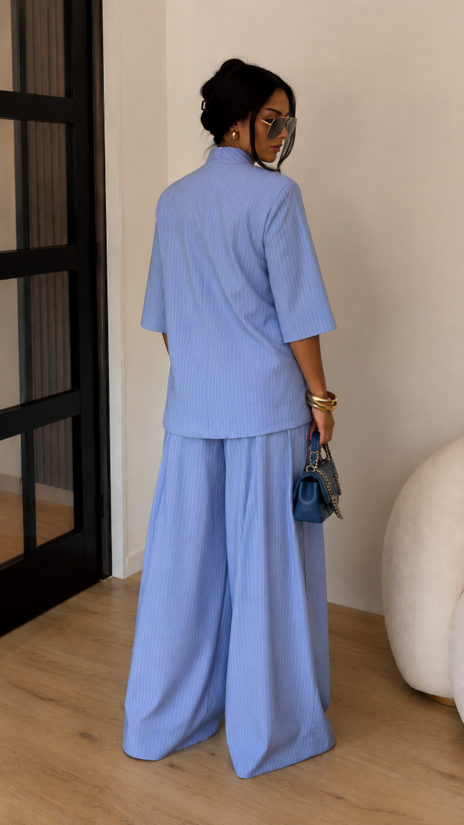 Celeste Pinstripe Palazzo Set
