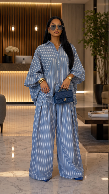 Blue And White Striped Santorini Set