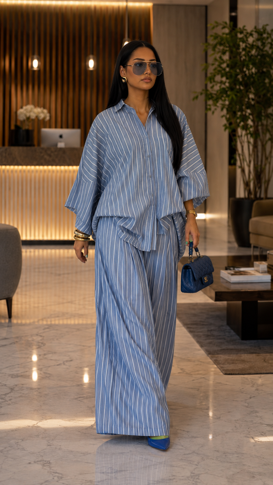Blue And White Striped Santorini Set