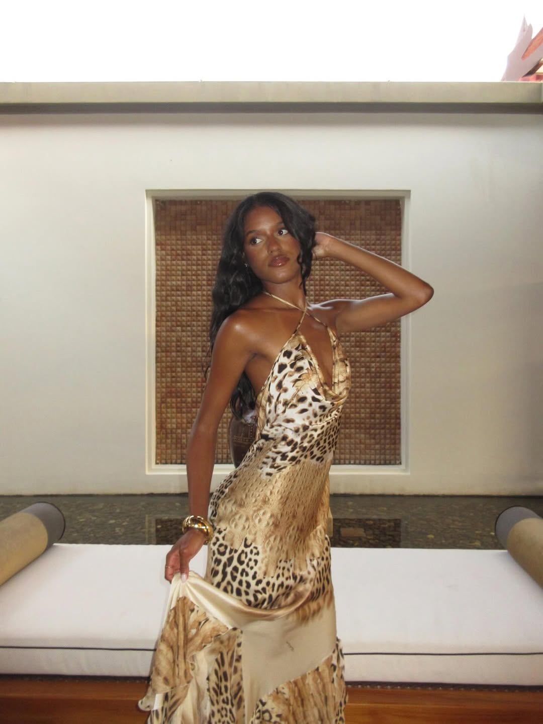 Roberto Cavalli Exotic Print Fishtail Gown