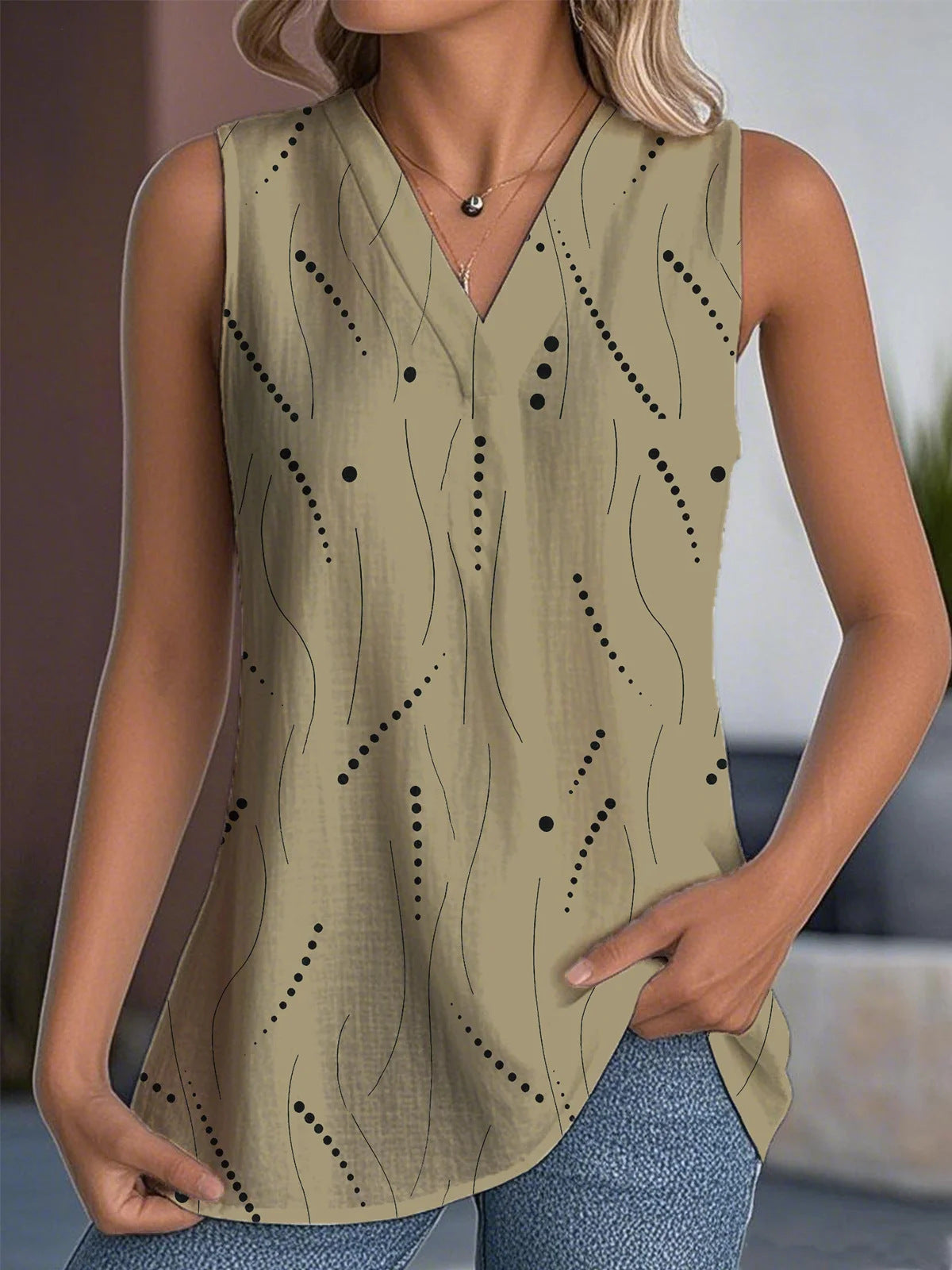 Casual Versatile Breathable Lightweight Sleeveless V Neck Top