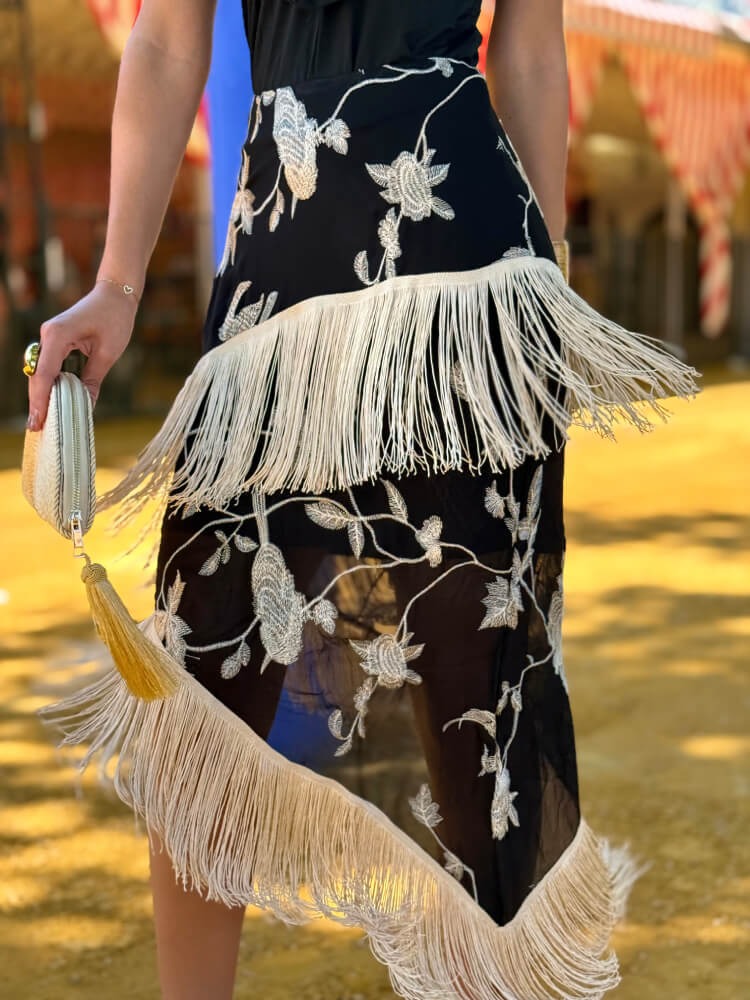 Asymmetrical embroidered skirt