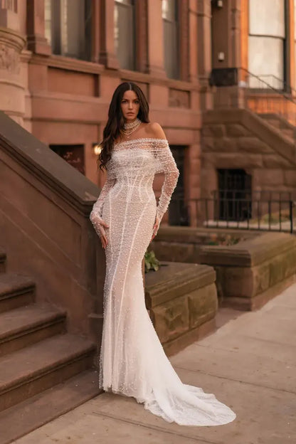 Mermaid Gown with Beaded Chains