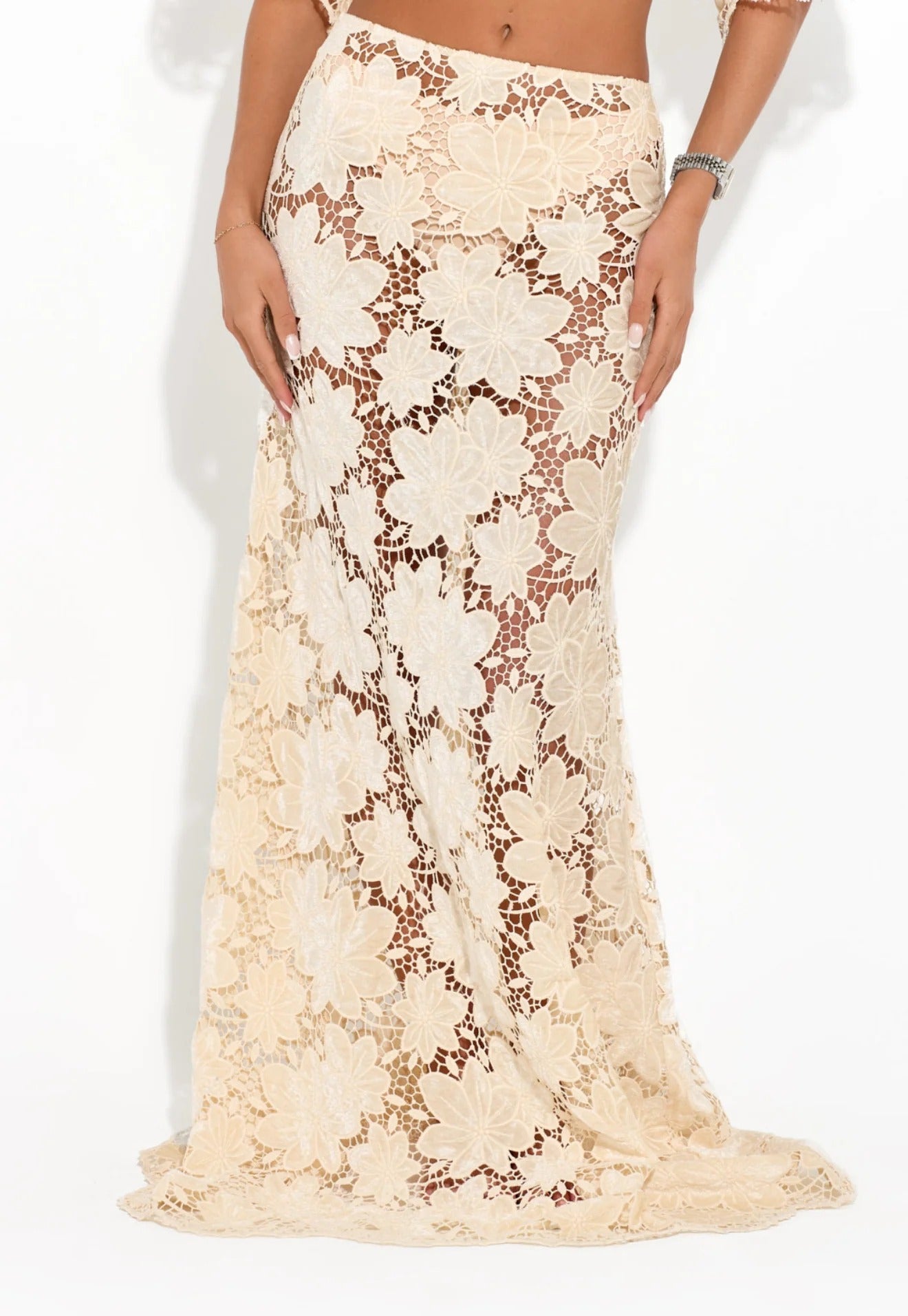 Floral Lace Maxi Skirt