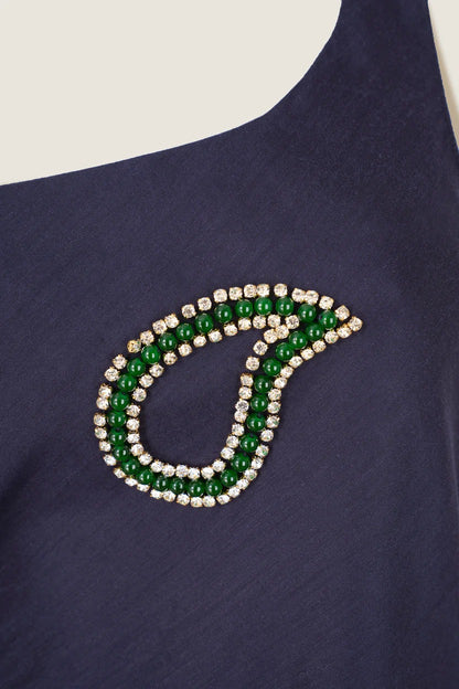 Long dress with embroidered rhinestones