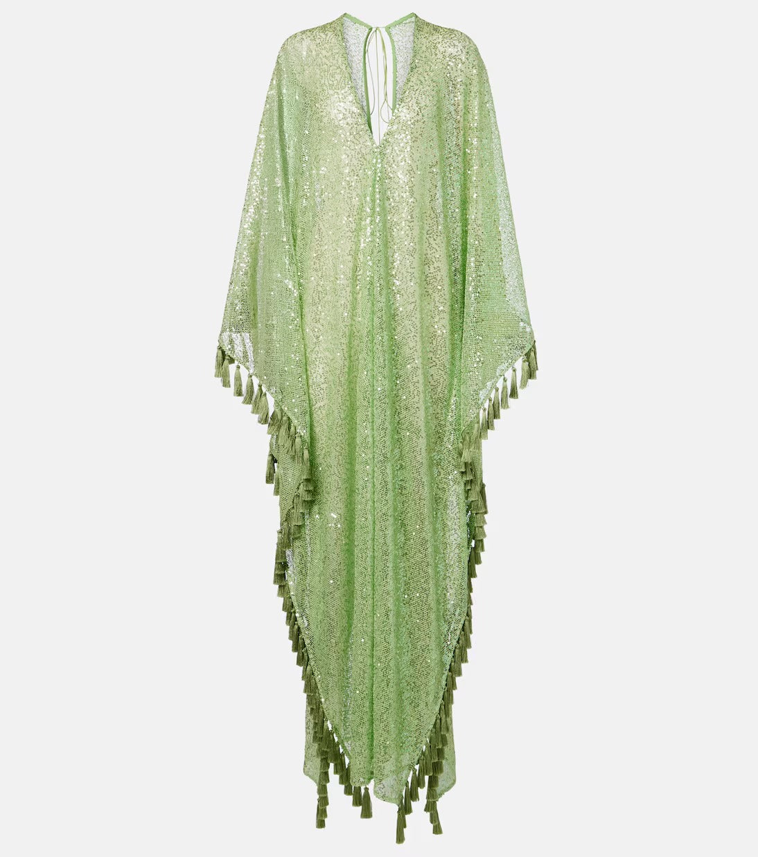 Sequined fringed gown