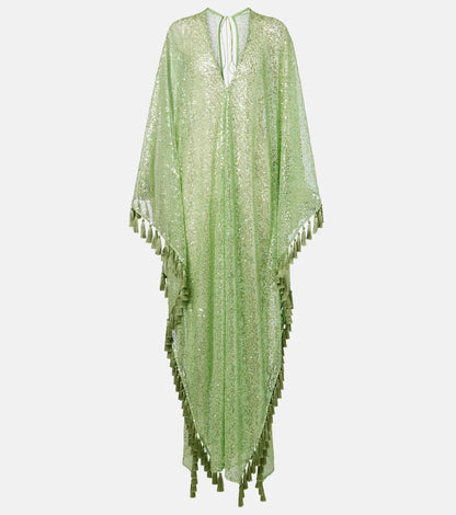 Sequined fringed gown