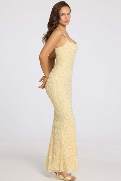 Embellished Square-Neck Maxi Dress