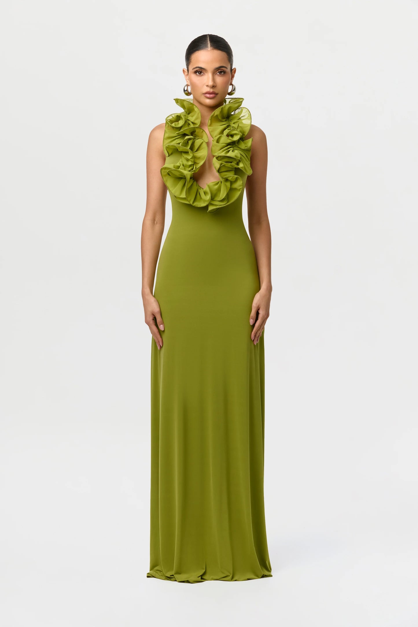 Naked Ruffle Halter Maxi Dress