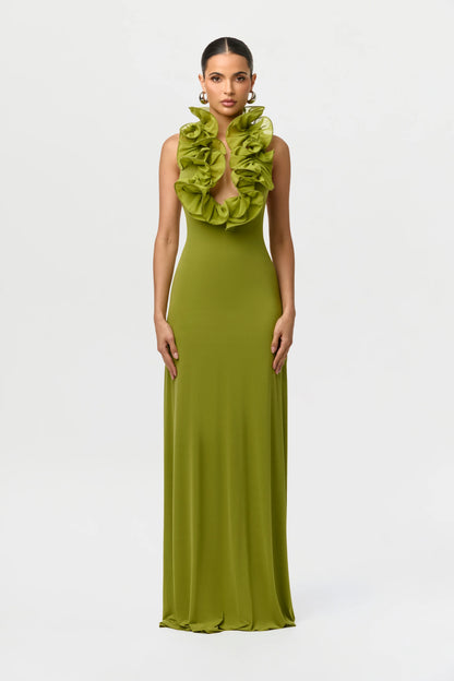 Naked Ruffle Halter Maxi Dress