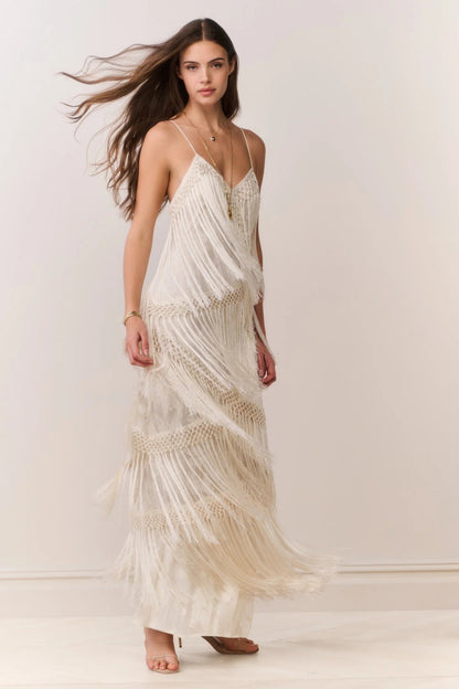 Delphi Fringe Lace Gown
