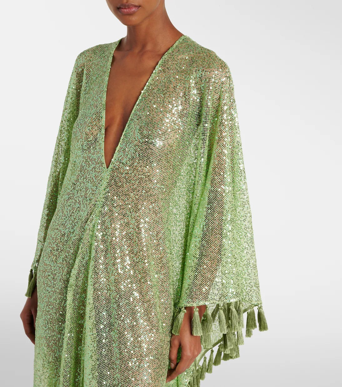 Sequined fringed gown