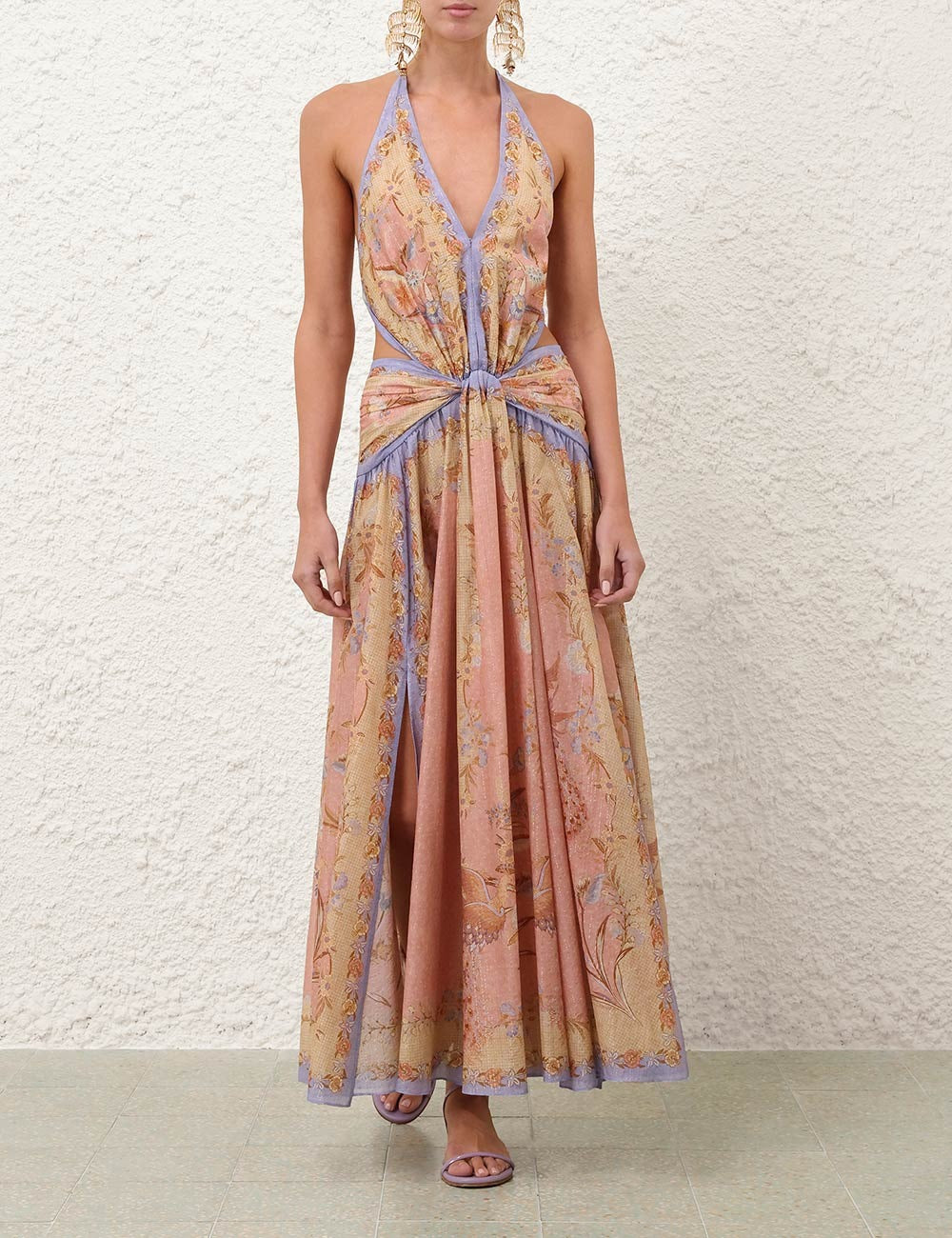 Indra Plunge Halter Maxi Dress