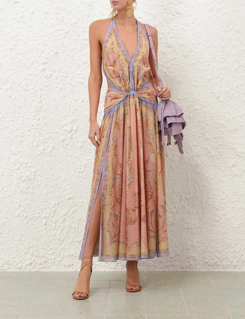 Indra Plunge Halter Maxi Dress
