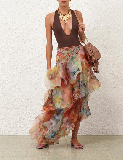 Luna Fanned Maxi Skirt