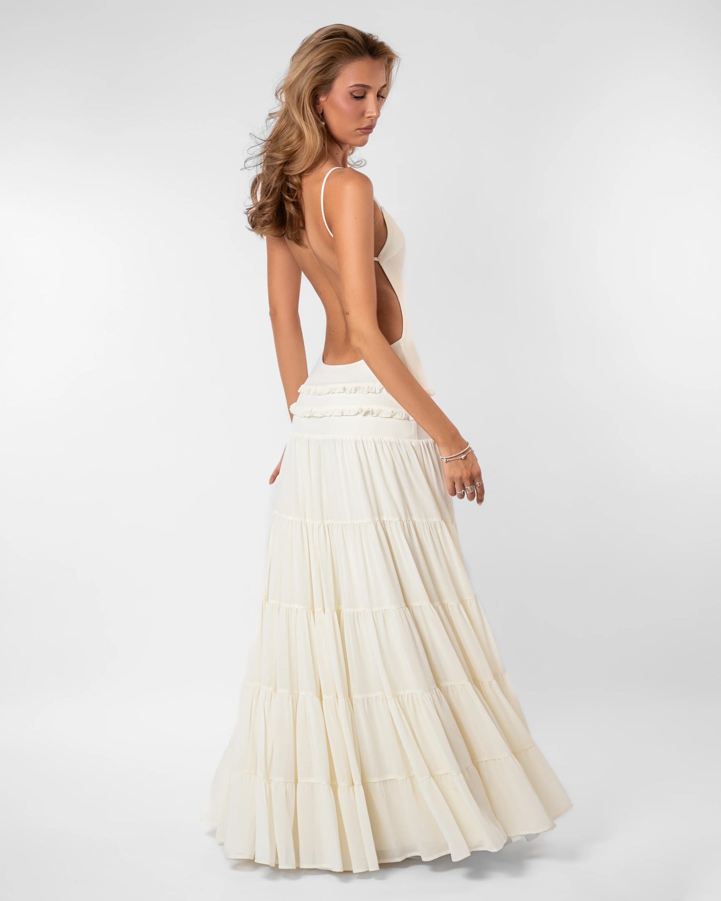 Smocked Drop Waist Maxi Dress