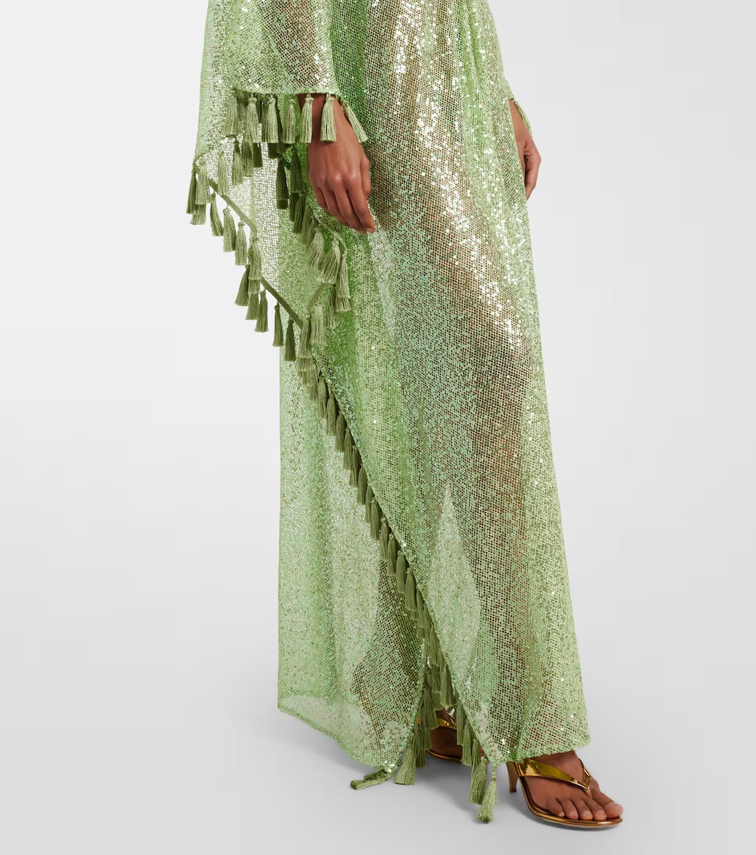 Sequined fringed gown