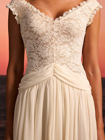 Javeth V Neck Lace Maxi Dress