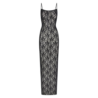 stretch lace cami long dress