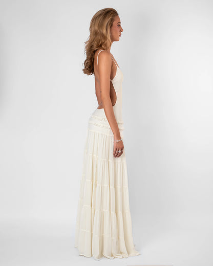 Smocked Drop Waist Maxi Dress