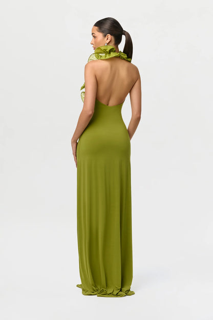 Naked Ruffle Halter Maxi Dress