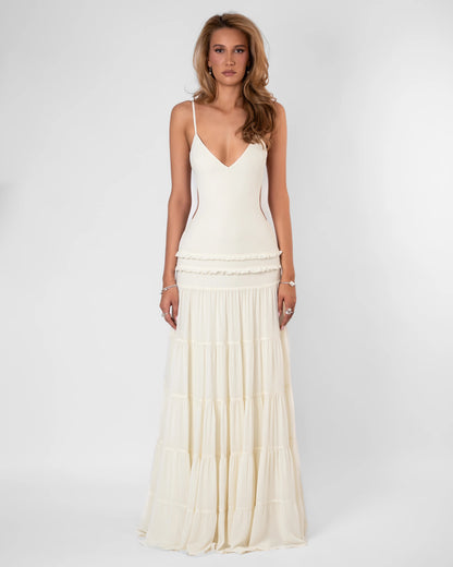 Smocked Drop Waist Maxi Dress