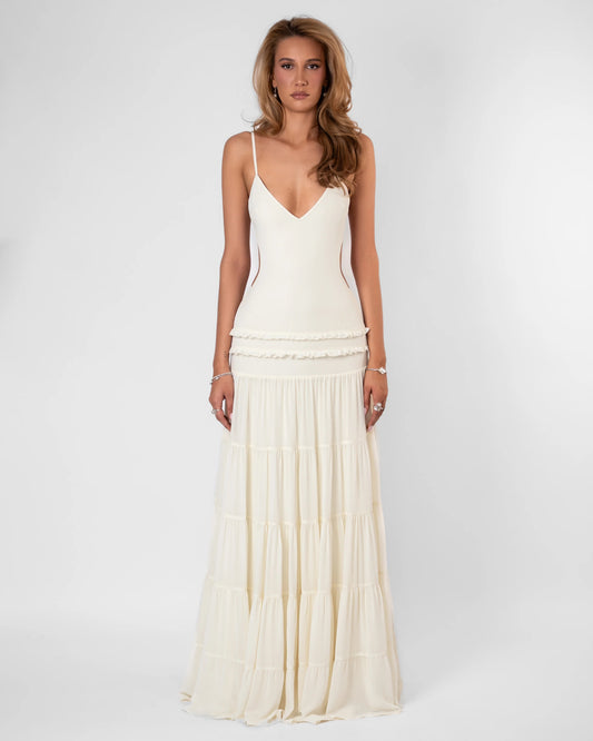 Smocked Drop Waist Maxi Dress