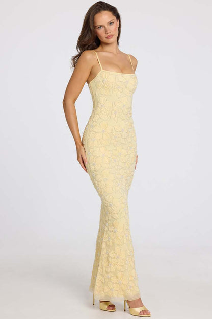 Embellished Square-Neck Maxi Dress
