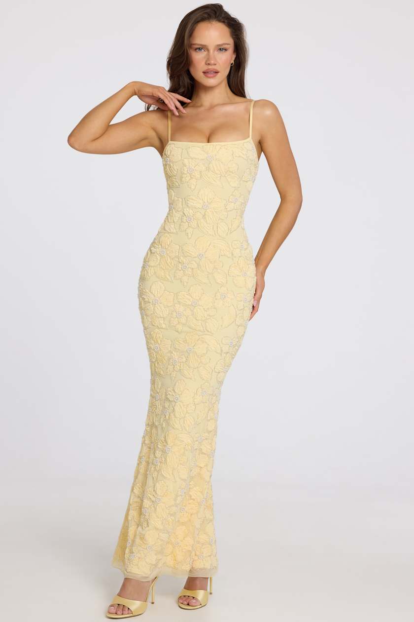 Embellished Square-Neck Maxi Dress
